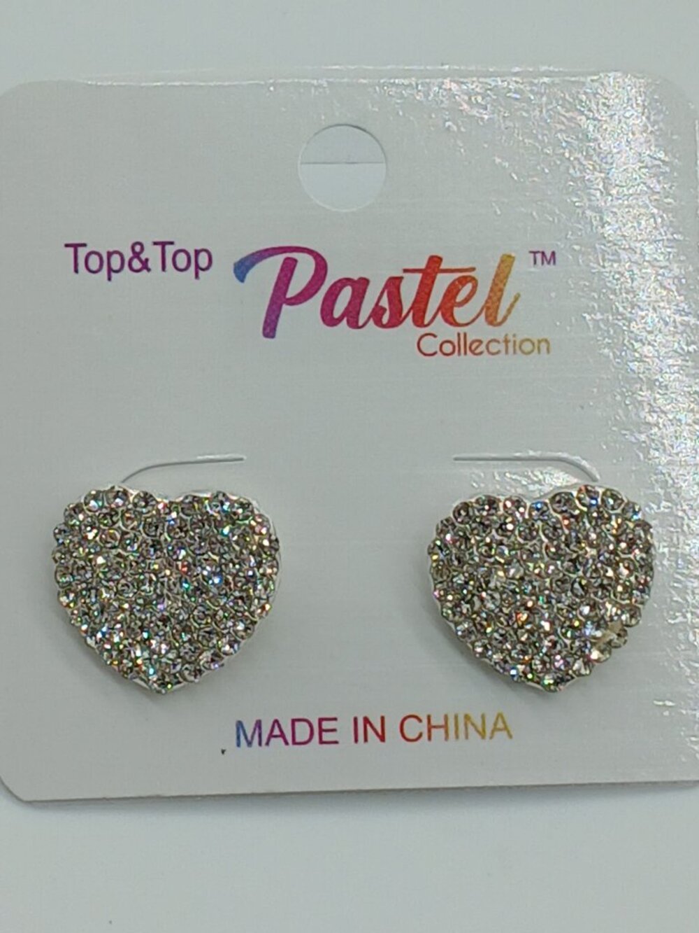 0171 Heart Studded Earrings Silver Toned